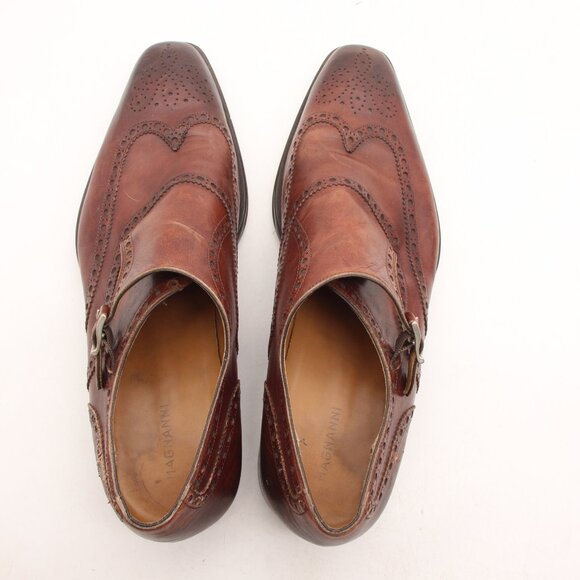 Magnanni Wingtip Monk Strap Men's Size 12 M Brown Leather  Dress Shoes 17157 - Picture 7 of 10
